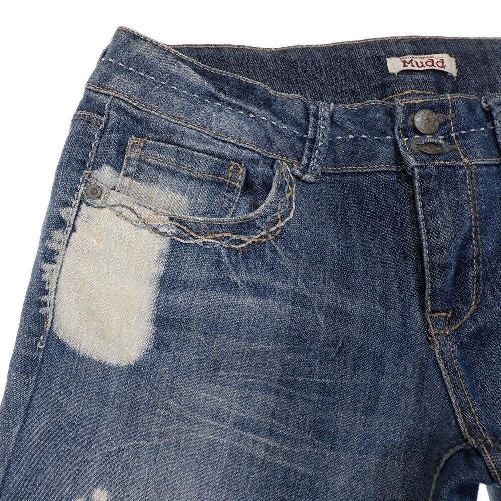 Mudd Jeans Juniors Size 11 Capri Distressed Splatter Dirty Wash Measures 30x24.5 - Picture 9 of 10